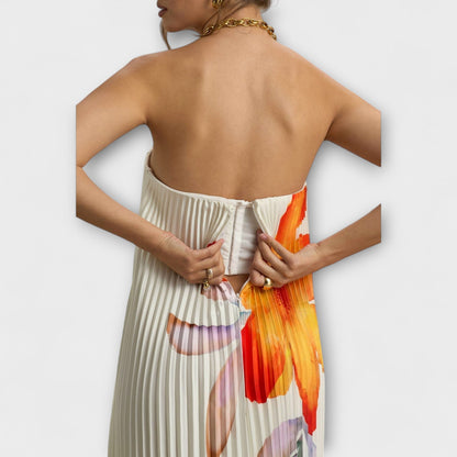 Michelle - Maxi Abito Sweetheart in Stampa Floreale Arancione