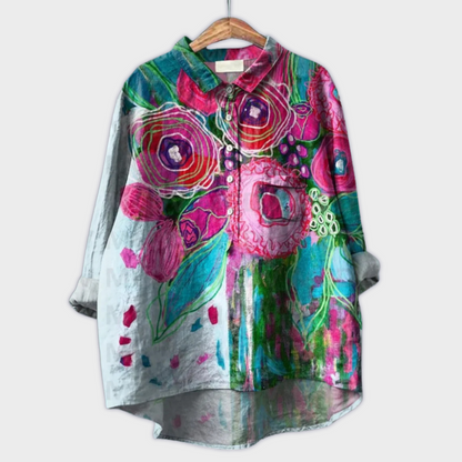 Magdalena - Blusa da donna fatta a mano con design floreale
