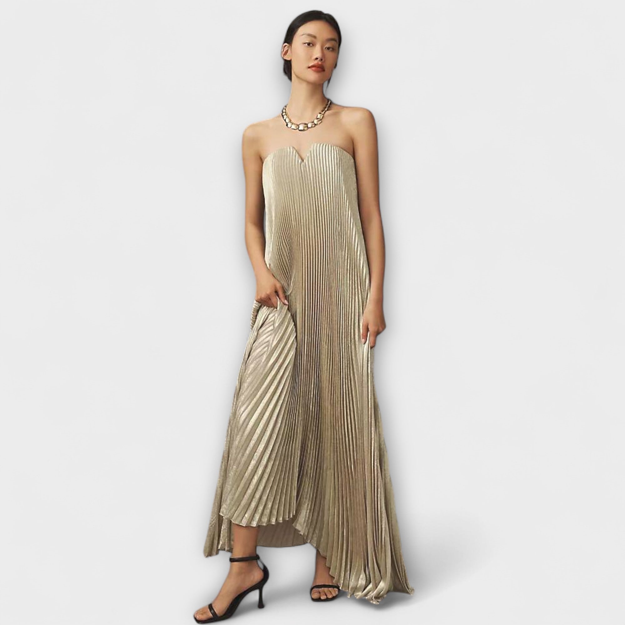 Michelle - Maxi Abito Sweetheart in Stampa Floreale Arancione