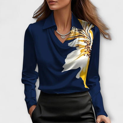 Camicia lucida con colletto arricciato