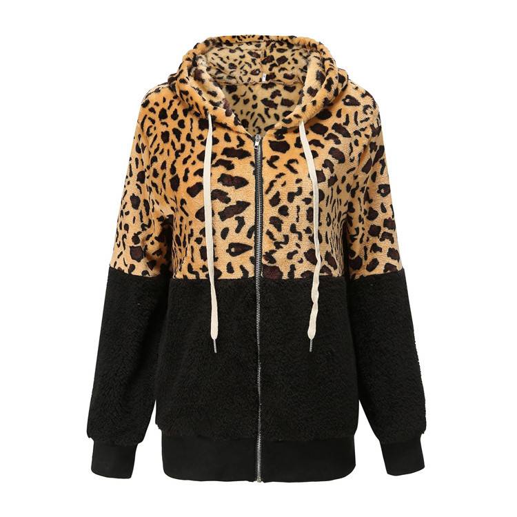 Lea - Felpa con cappuccio in pile con design leopardato