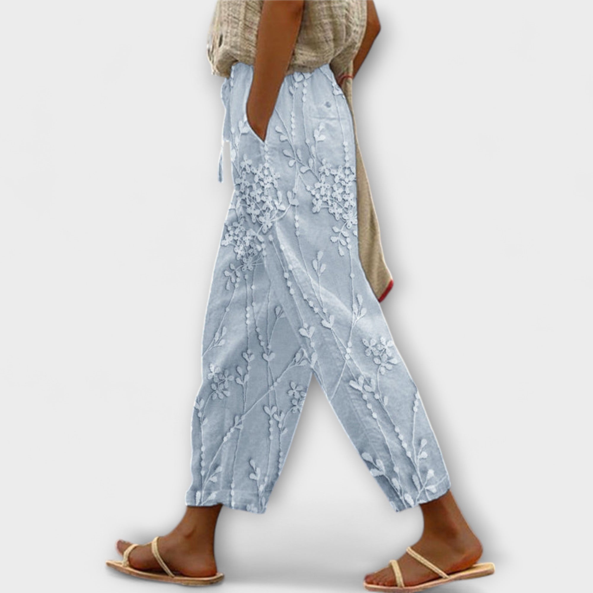 Zoey - Pantaloni stampati con motivo di foglie di vite