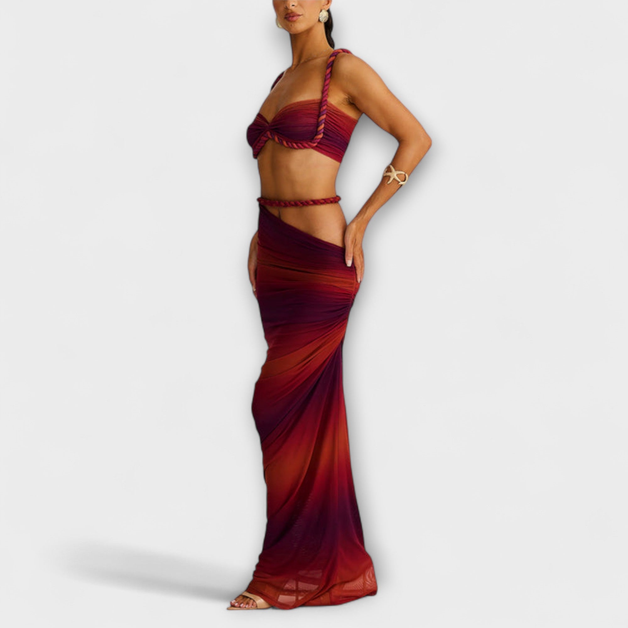 Jane - Elegante Crop Top con Gradient e Duo di Gonna