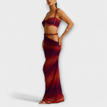 Jane - Elegante Crop Top con Gradient e Duo di Gonna