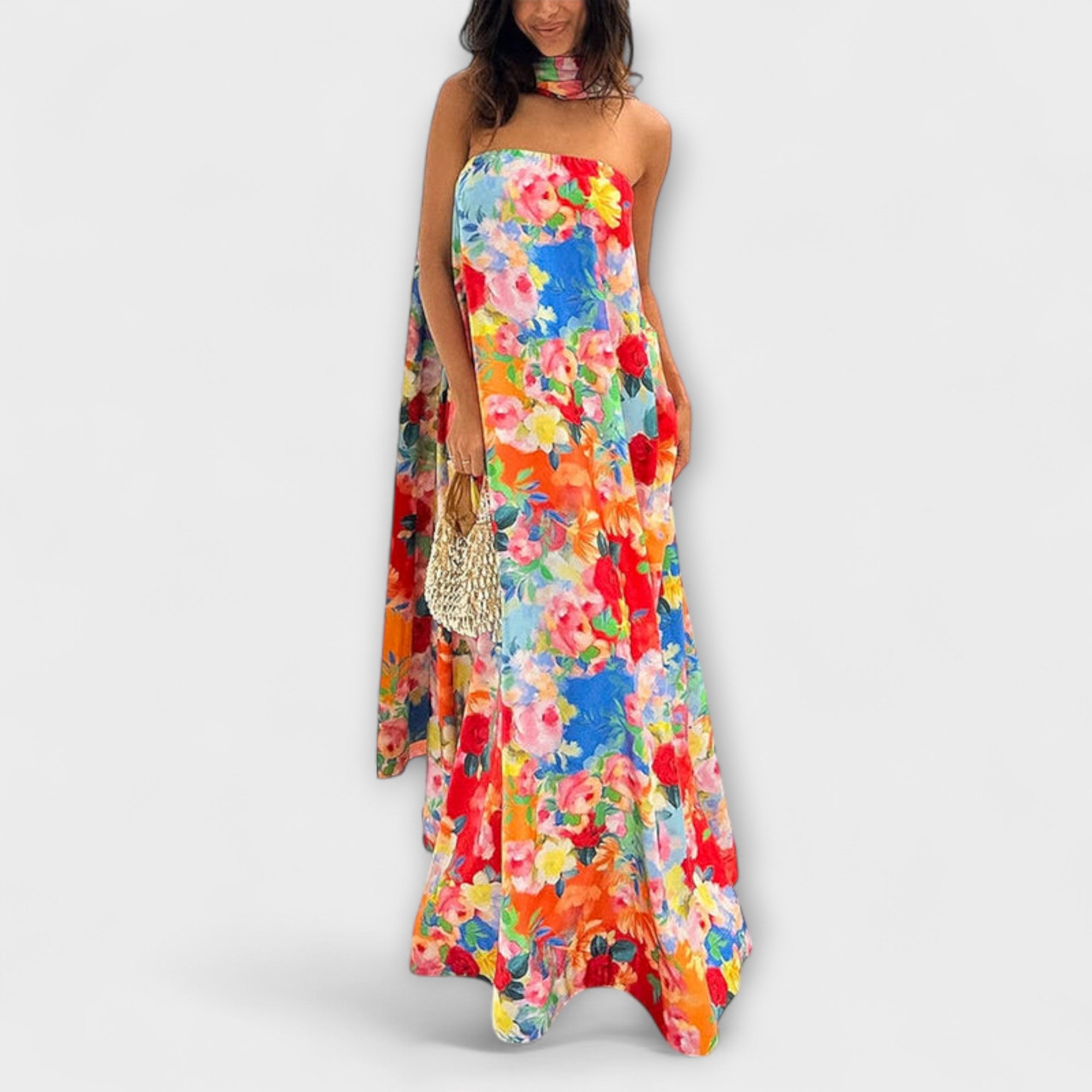Harlow - Abito Maxi Floreale Off-Shoulder