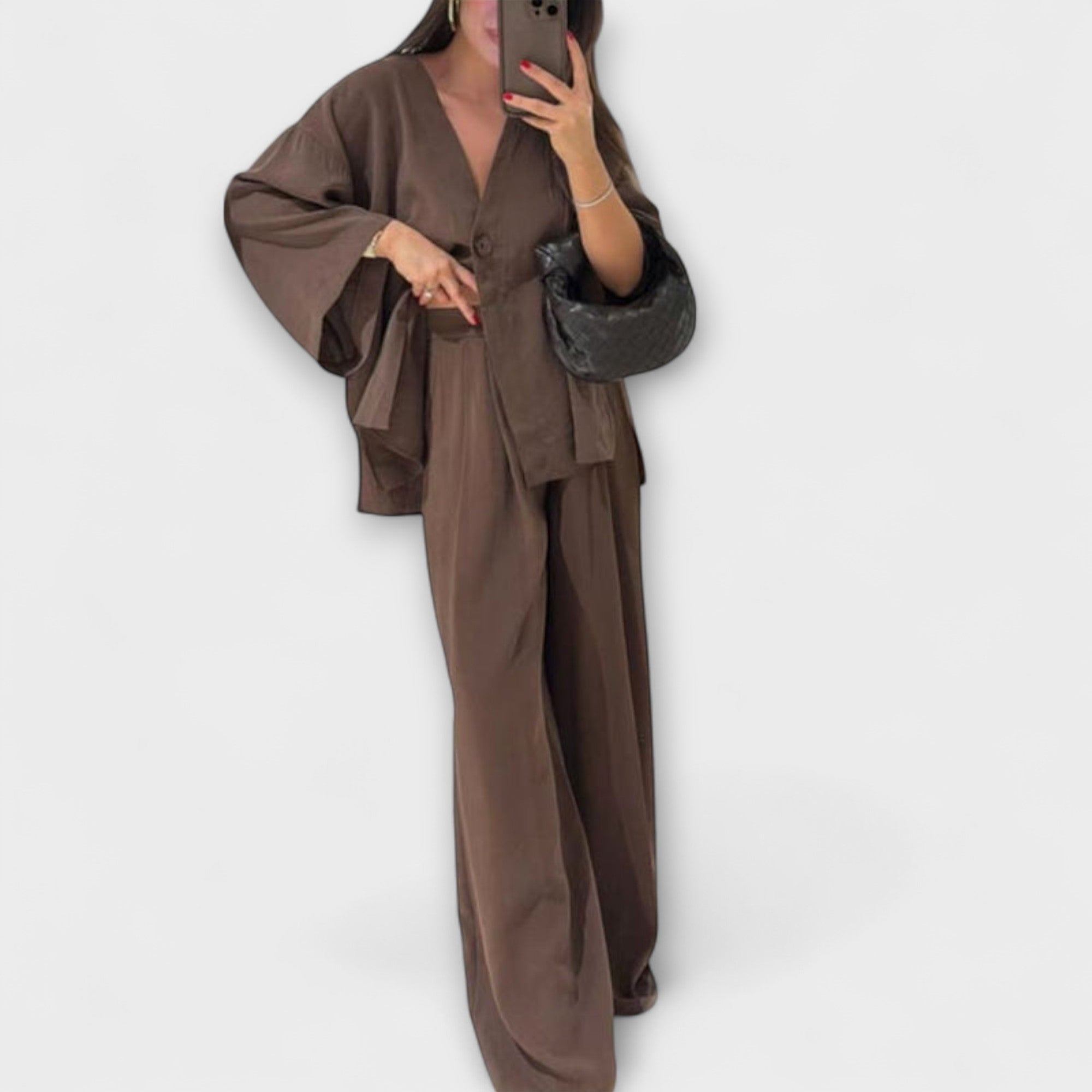 Jacqueline - Top e Pantaloni Duo con Scollo a V Casual
