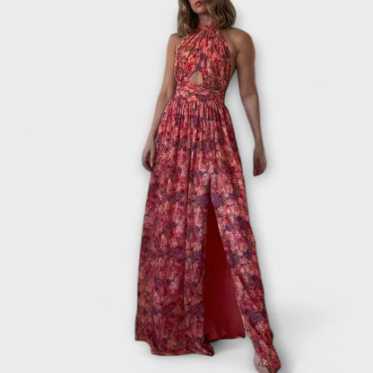 Nortrud - Abito Maxy senza schiena con motivo floreale