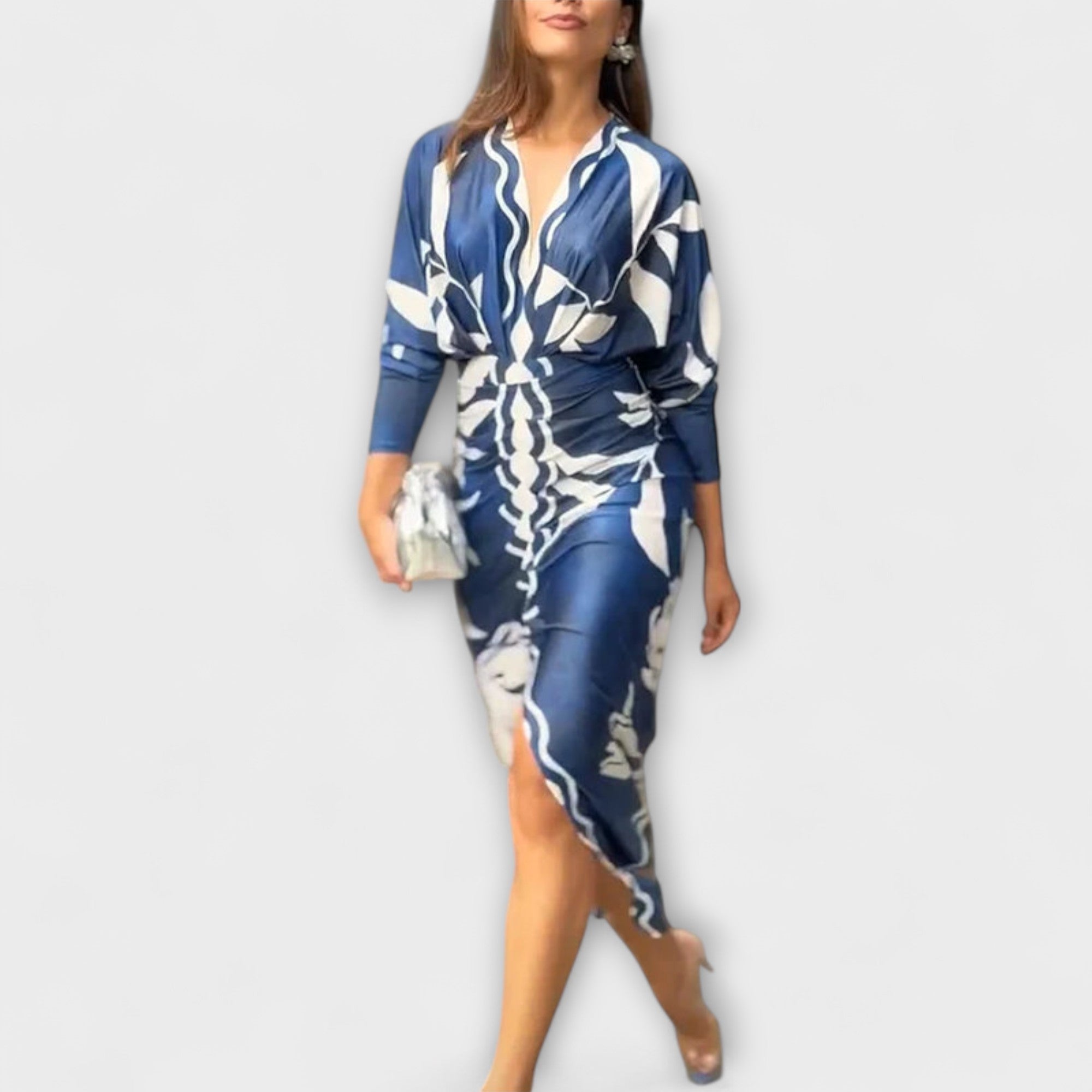 Cleo - Abito midi dolman unico con stampa brasiliana