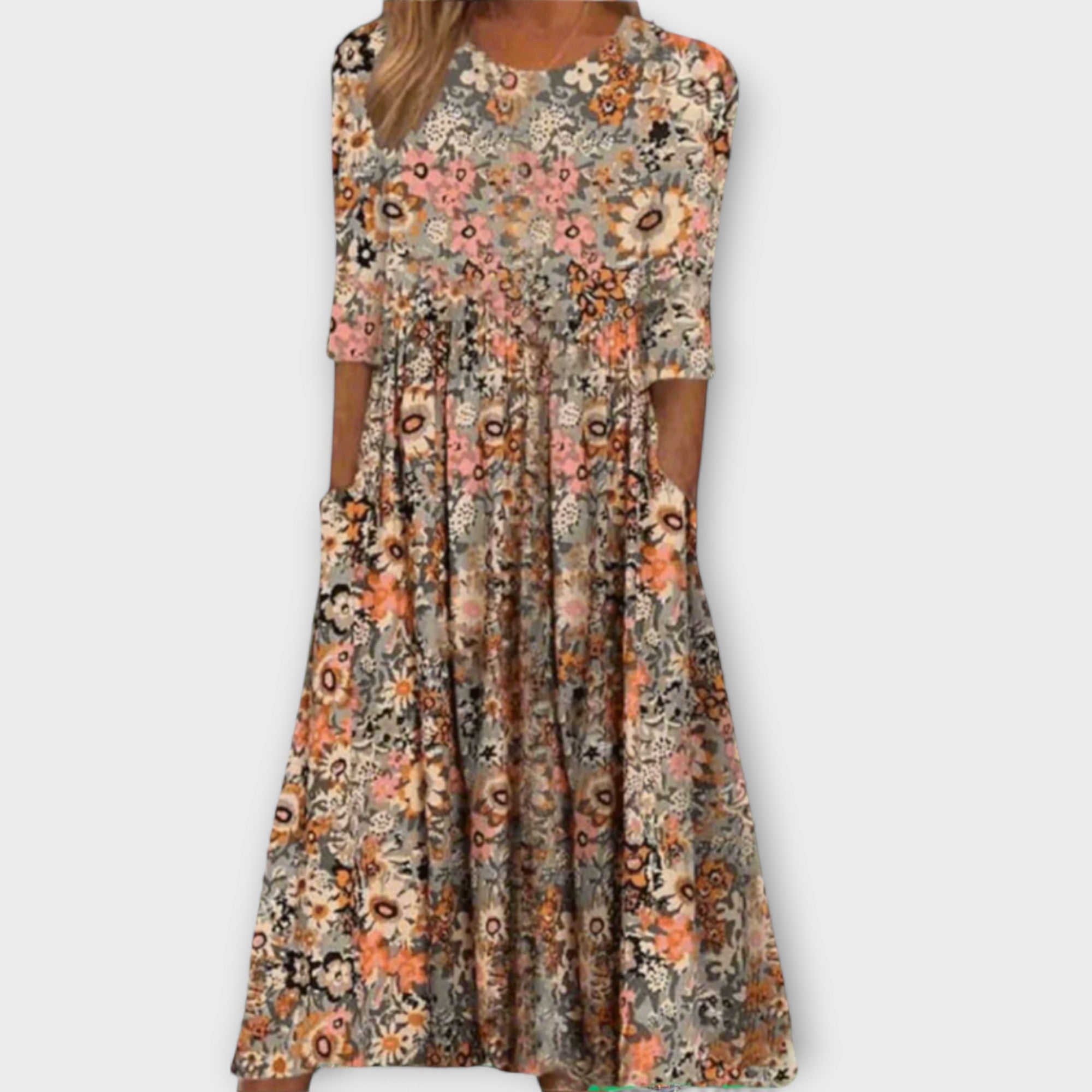 Paula - Elegante abito floreale in tessuto premium