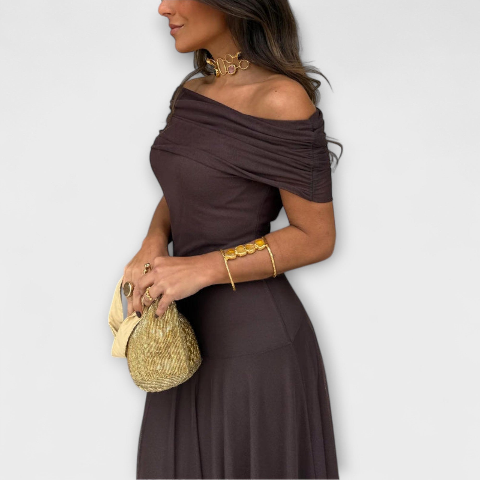 Meadow - Toledo Abito Maxi in Rete a Spalla Unica