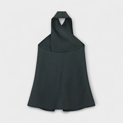 Hannah - Top blu con collo a halter e scollo sulla schiena