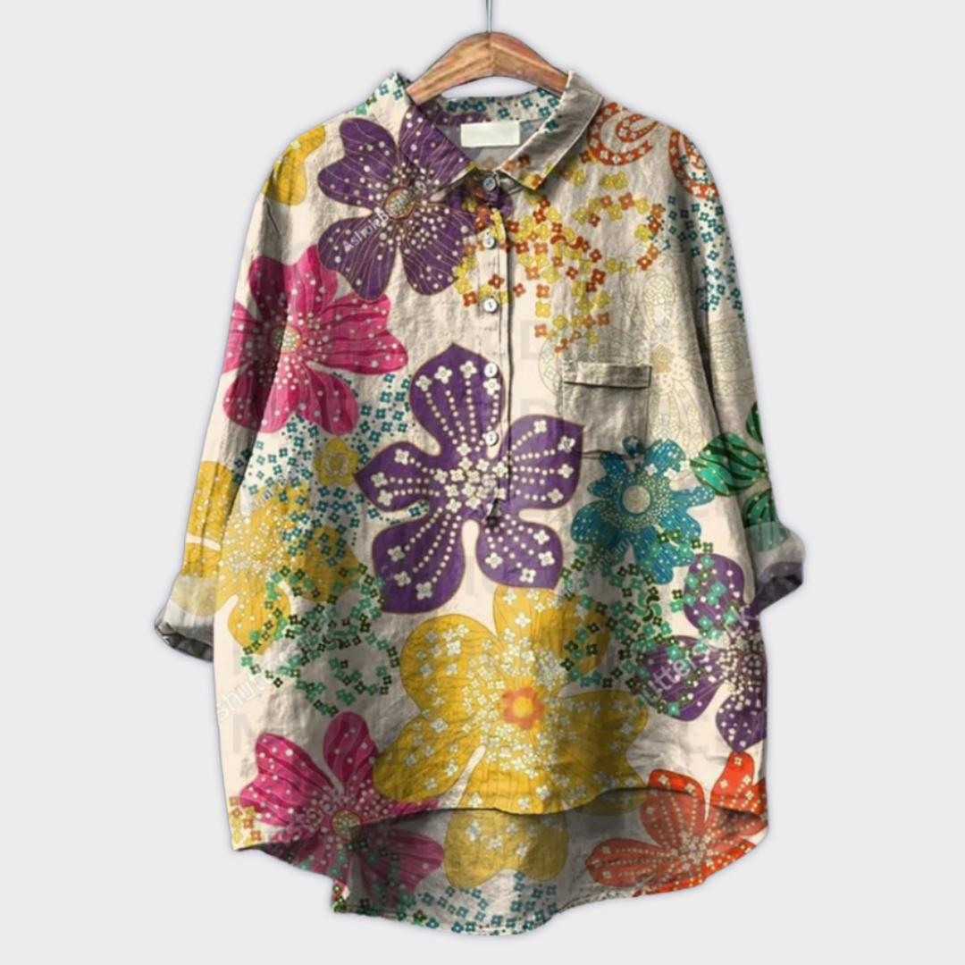 Magdalena - Blusa da donna fatta a mano con design floreale