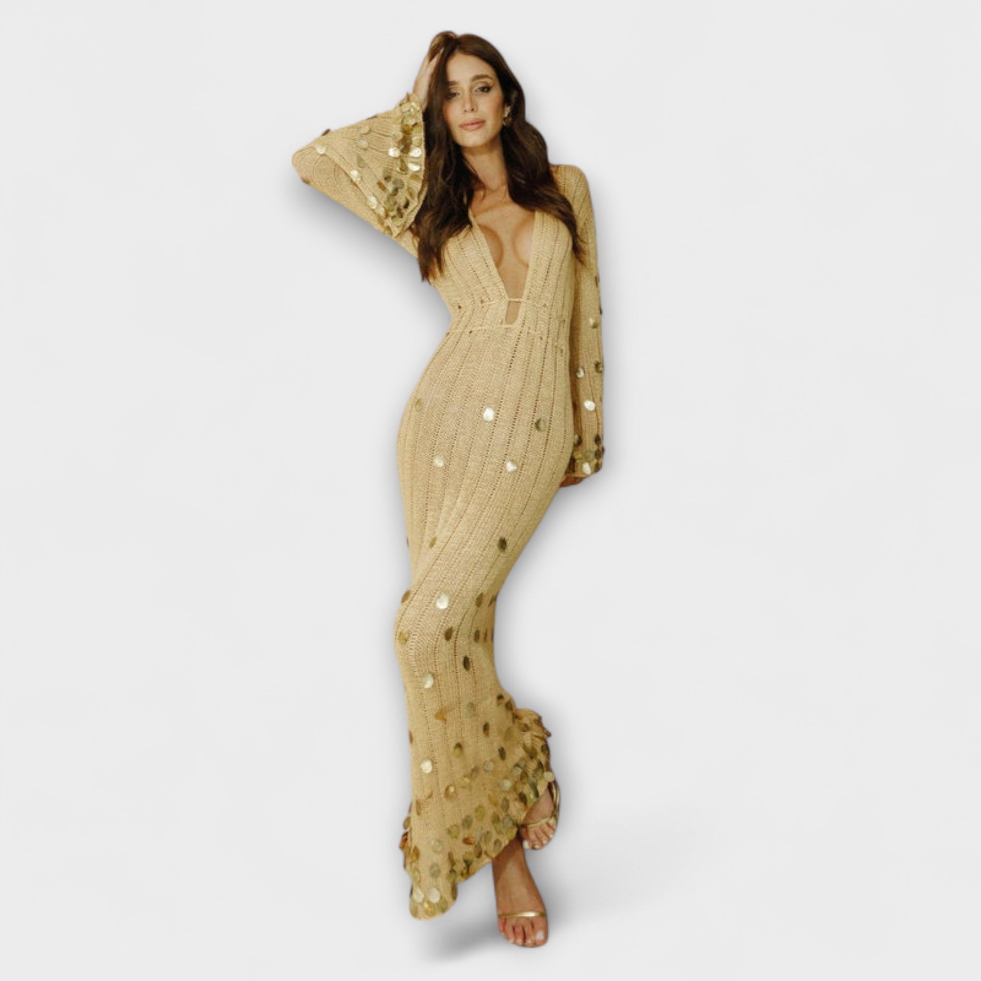 Kathleen - Abito Maxi in Maglia Oro di Dolly