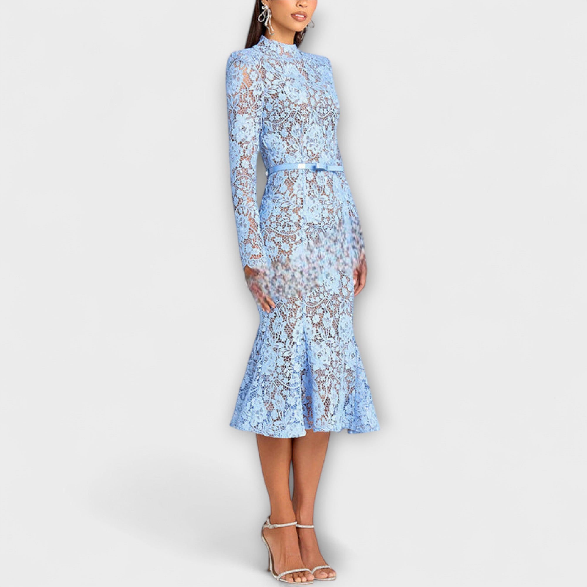 Freya - Elegante Vestito Midi in Pizzo Floreale