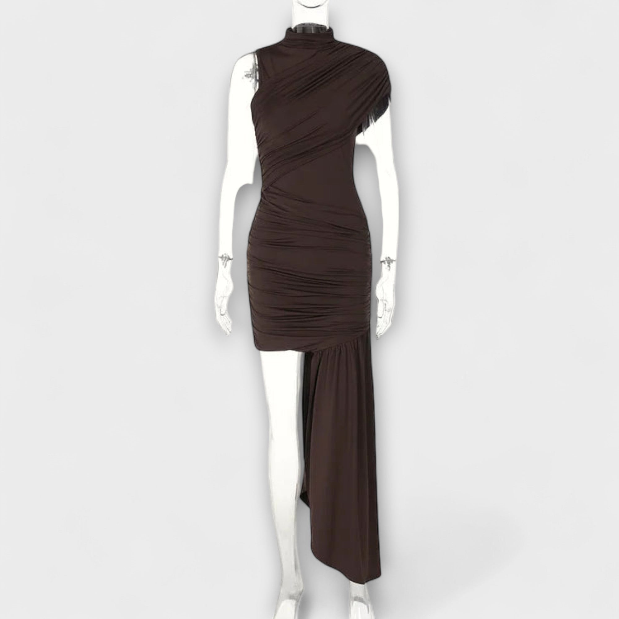 Lila - Abito elegante e aderente con scollatura rotonda e plissé