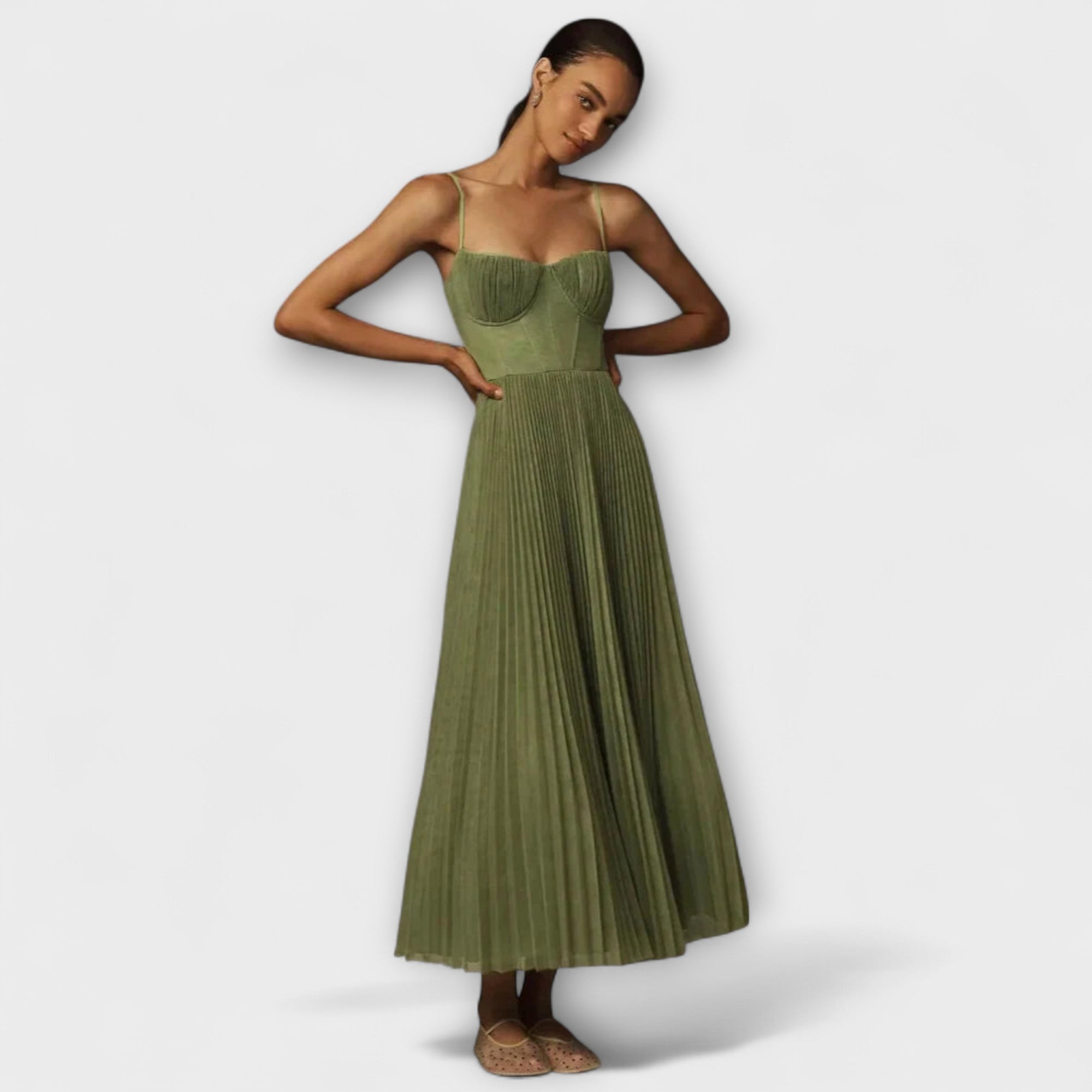 Marilyn - Gonna a pieghe Midi in Tulle con Design Bustier
