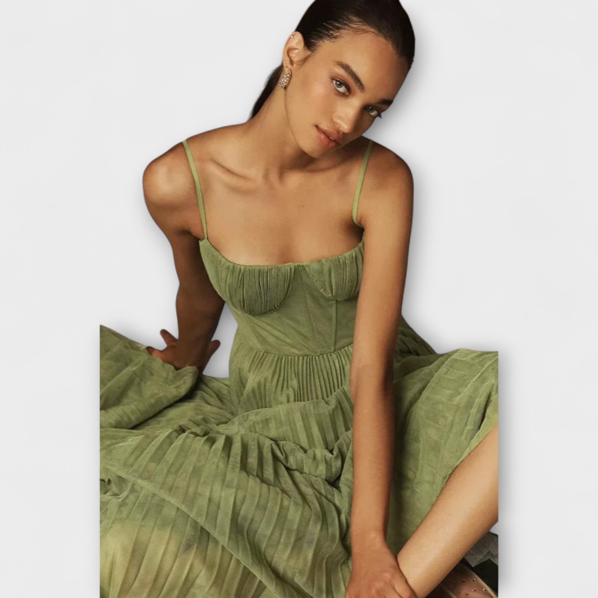 Marilyn - Gonna a pieghe Midi in Tulle con Design Bustier