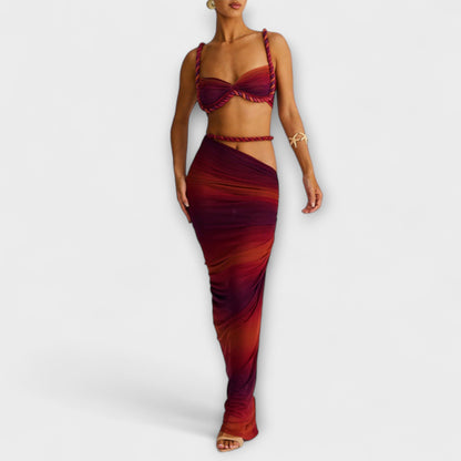 Jane - Elegante Crop Top con Gradient e Duo di Gonna