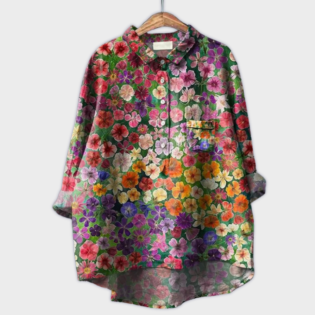 Magdalena - Blusa da donna fatta a mano con design floreale