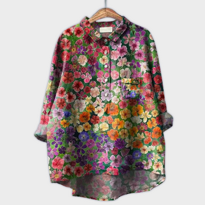 Magdalena - Blusa da donna fatta a mano con design floreale