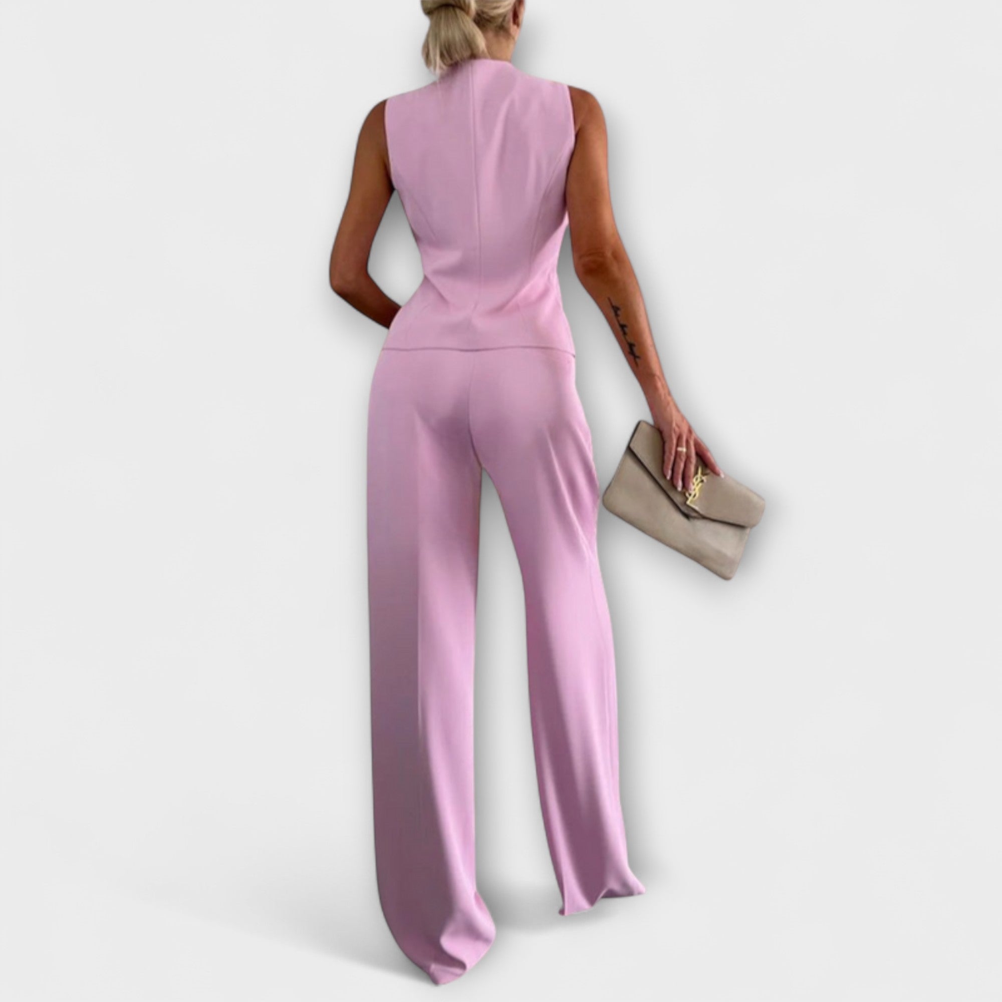 Wilhelmina - Elegante top senza maniche e completo pantaloni