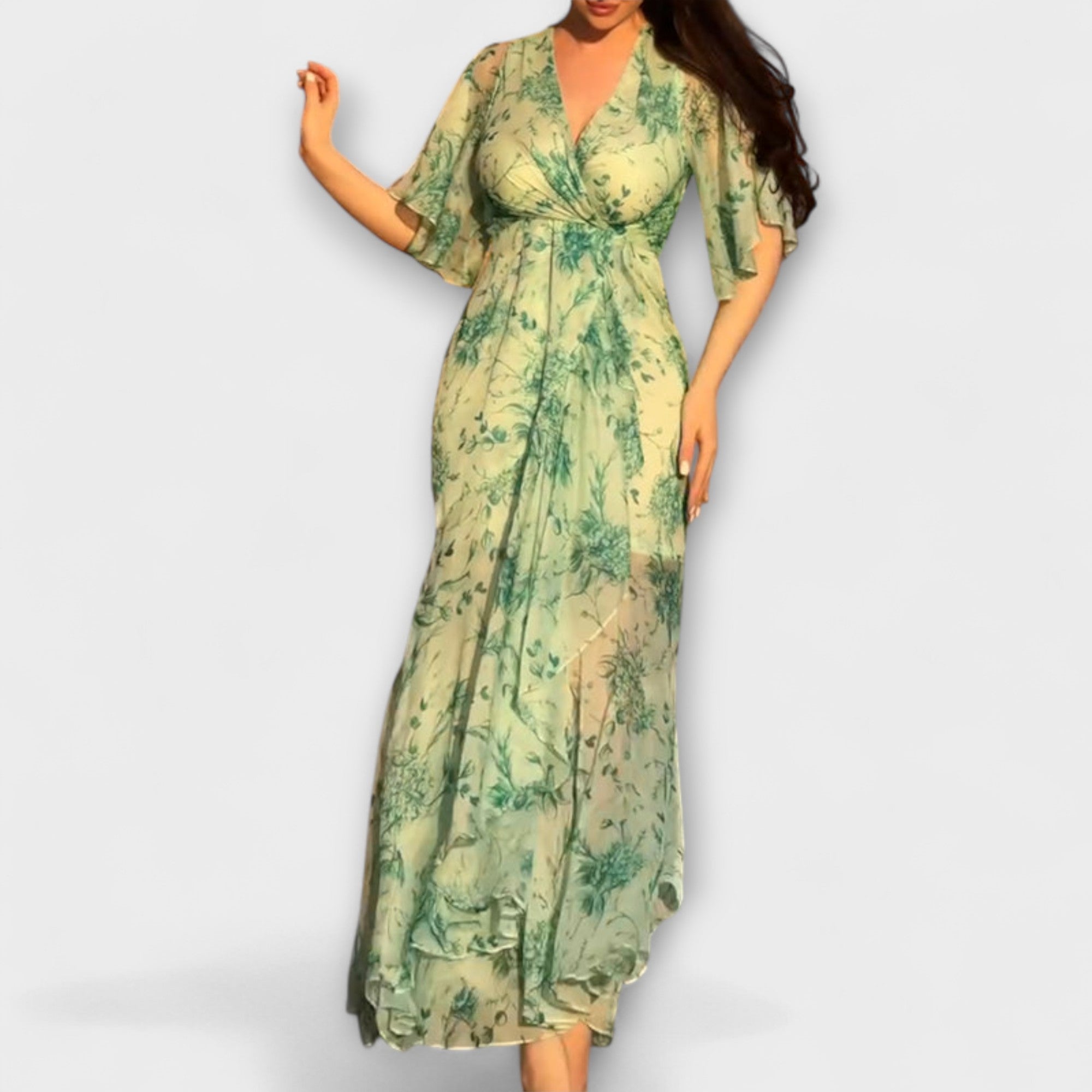 Lana - Elegante Abito Floreale con Scollatura a V