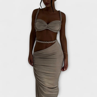 Jane - Elegante Crop Top con Gradient e Duo di Gonna