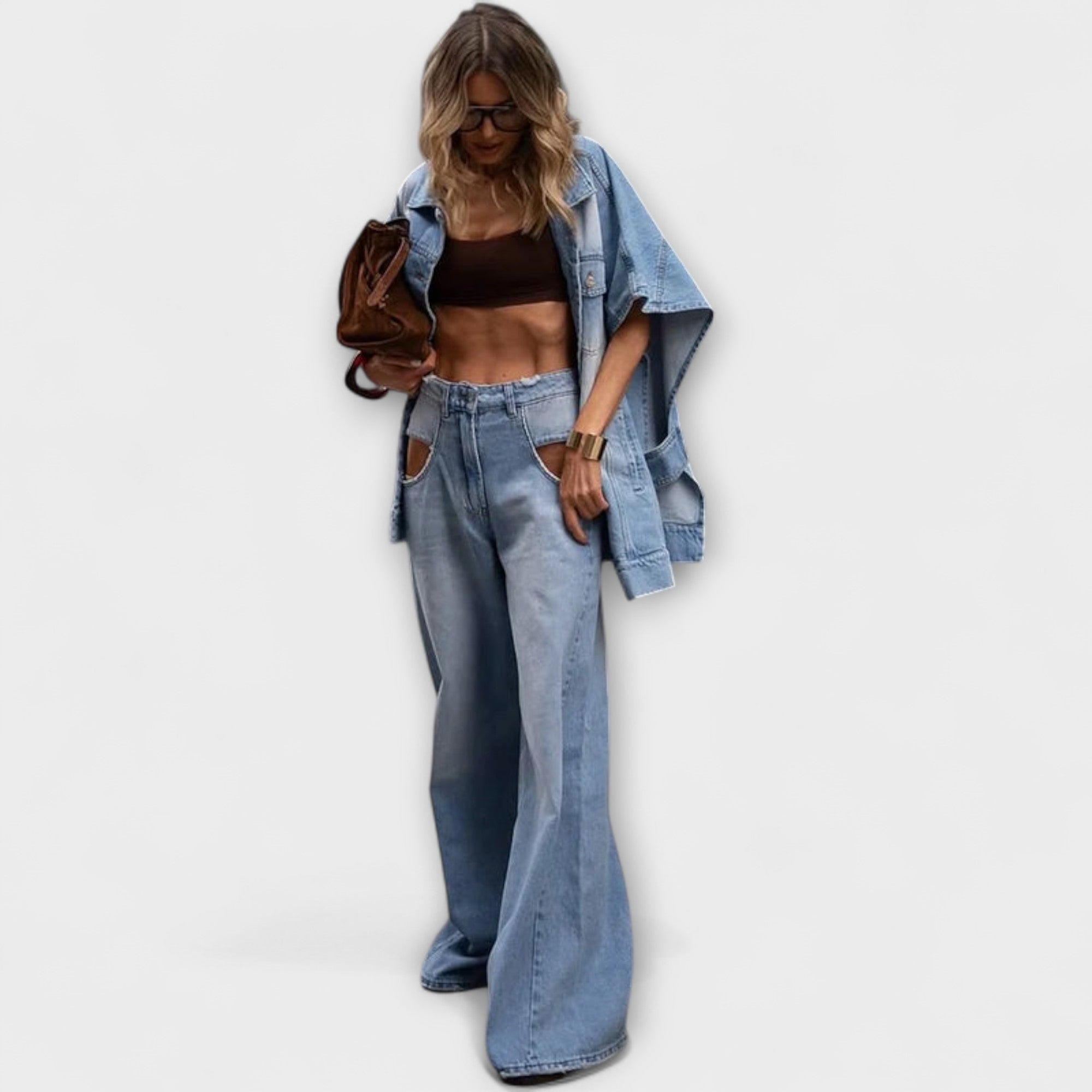 Blair - Set in denim senza maniche a taglio ampio