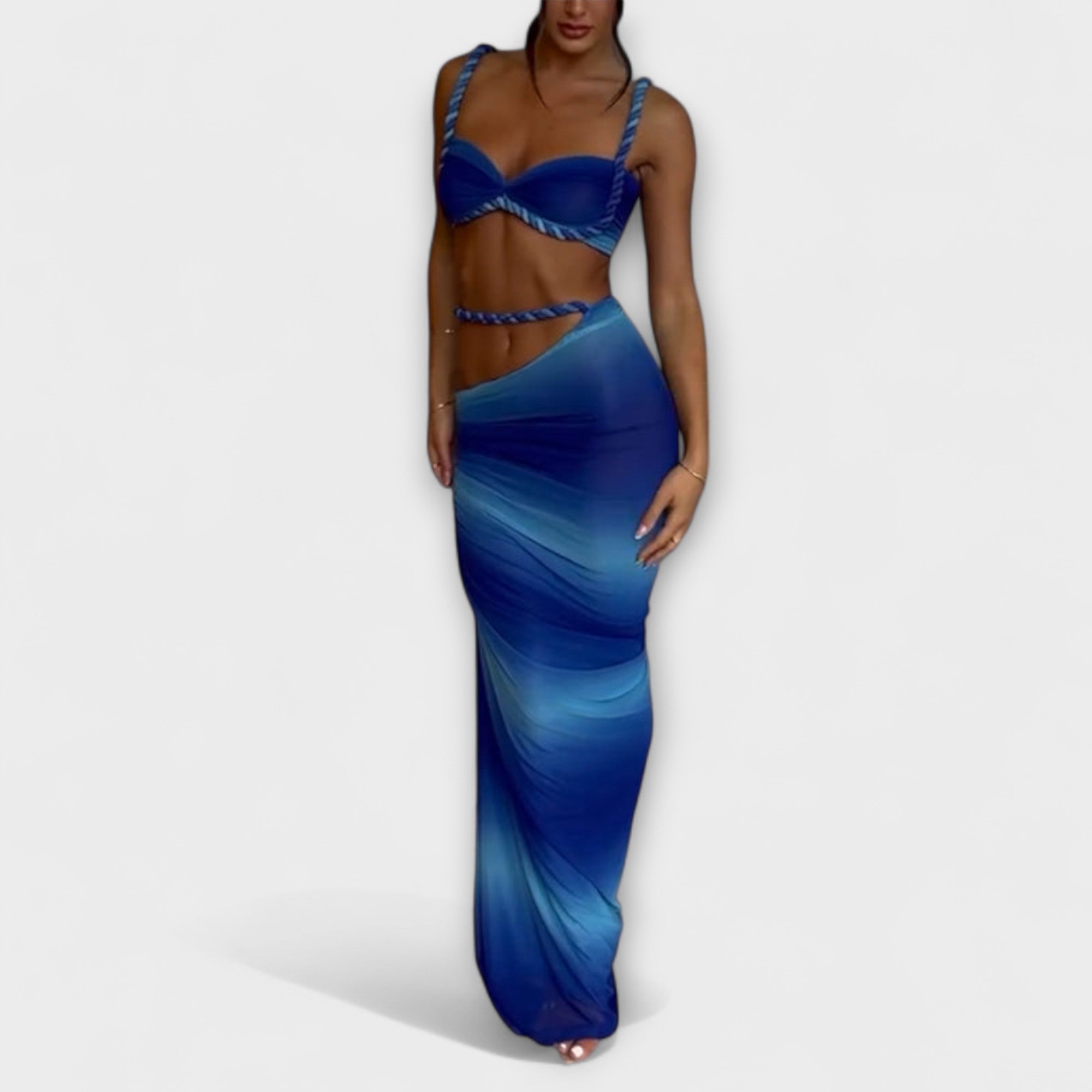 Jane - Elegante Crop Top con Gradient e Duo di Gonna