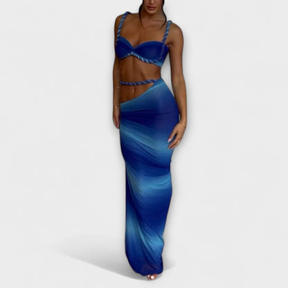 Jane - Elegante Crop Top con Gradient e Duo di Gonna