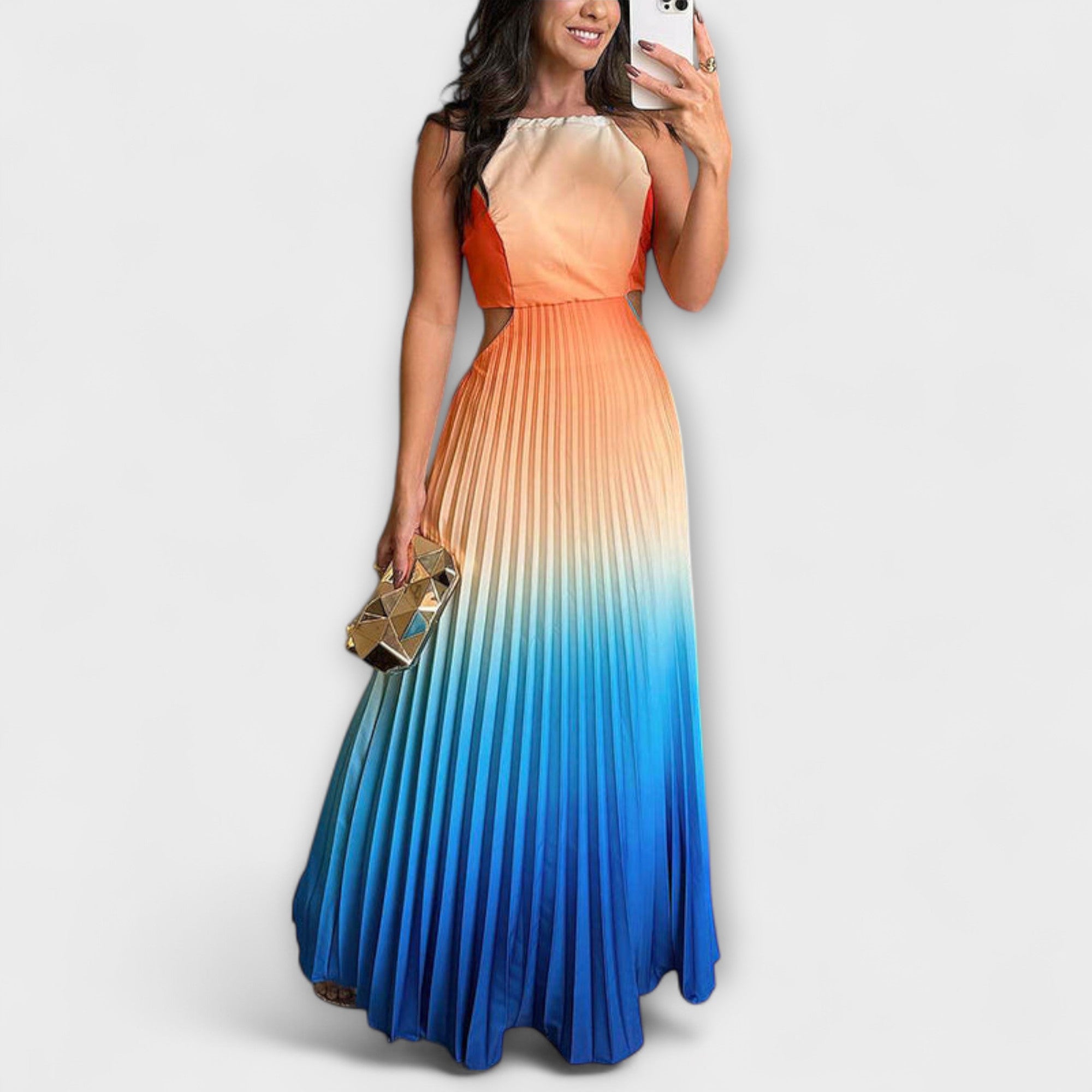 Haven - Elegante Abito Maxy a Pieghe con Scollo Ritorno