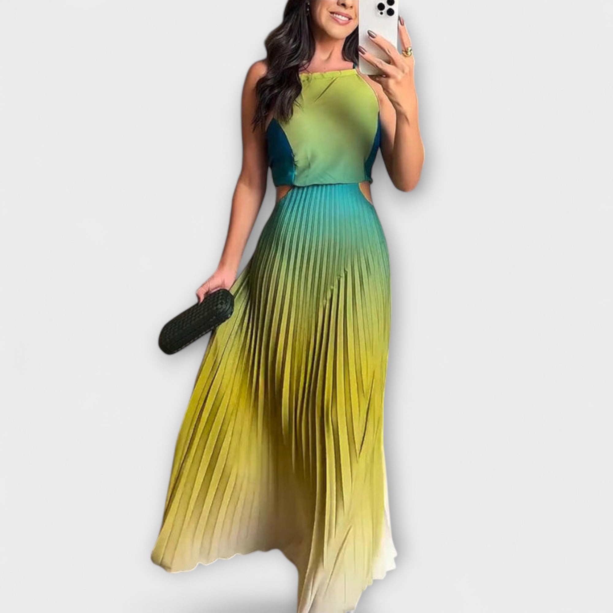 Haven - Elegante Abito Maxy a Pieghe con Scollo Ritorno