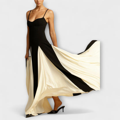 Ember - Eleganza Classica Abito Maxi A-Line con Pannelli in Tulle
