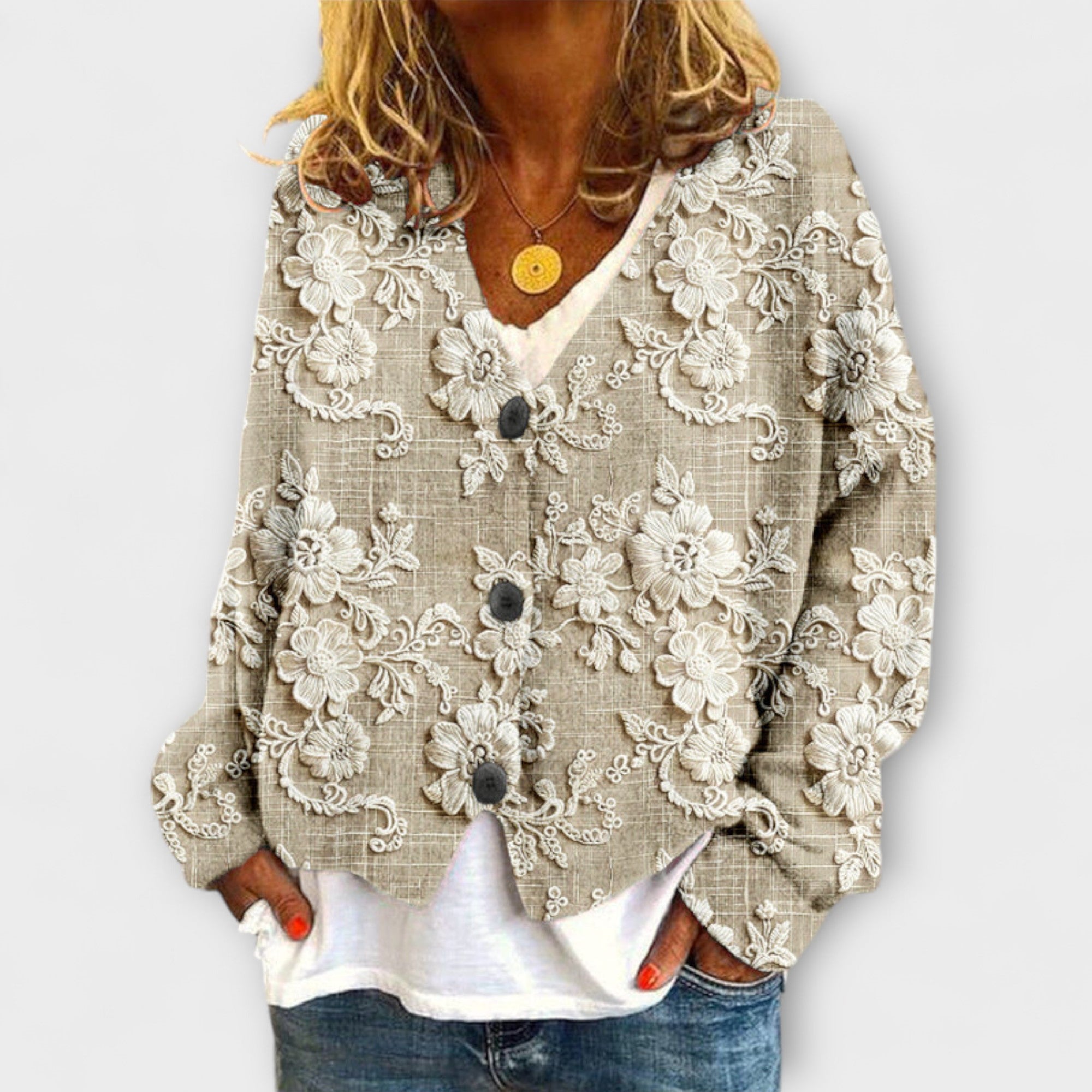 Stella - Cardigan a Motivo Floreale