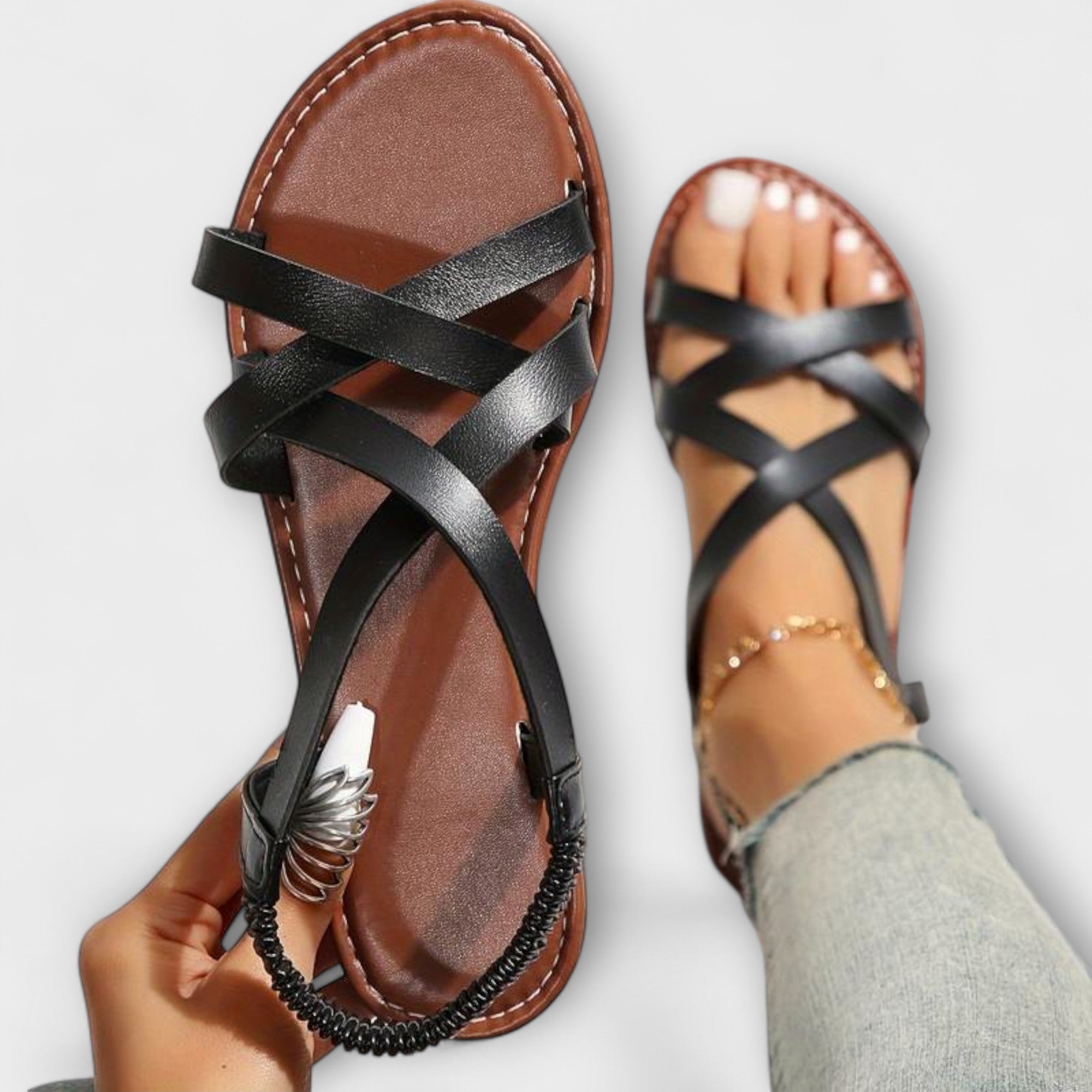 Deborah - Sandali da donna con chiusura incrociata leggera