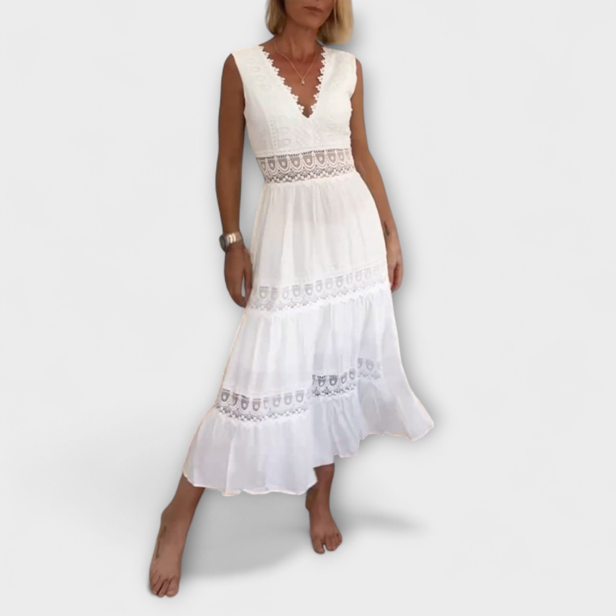 Aurélie - Elegante abito in pizzo con scollo a V