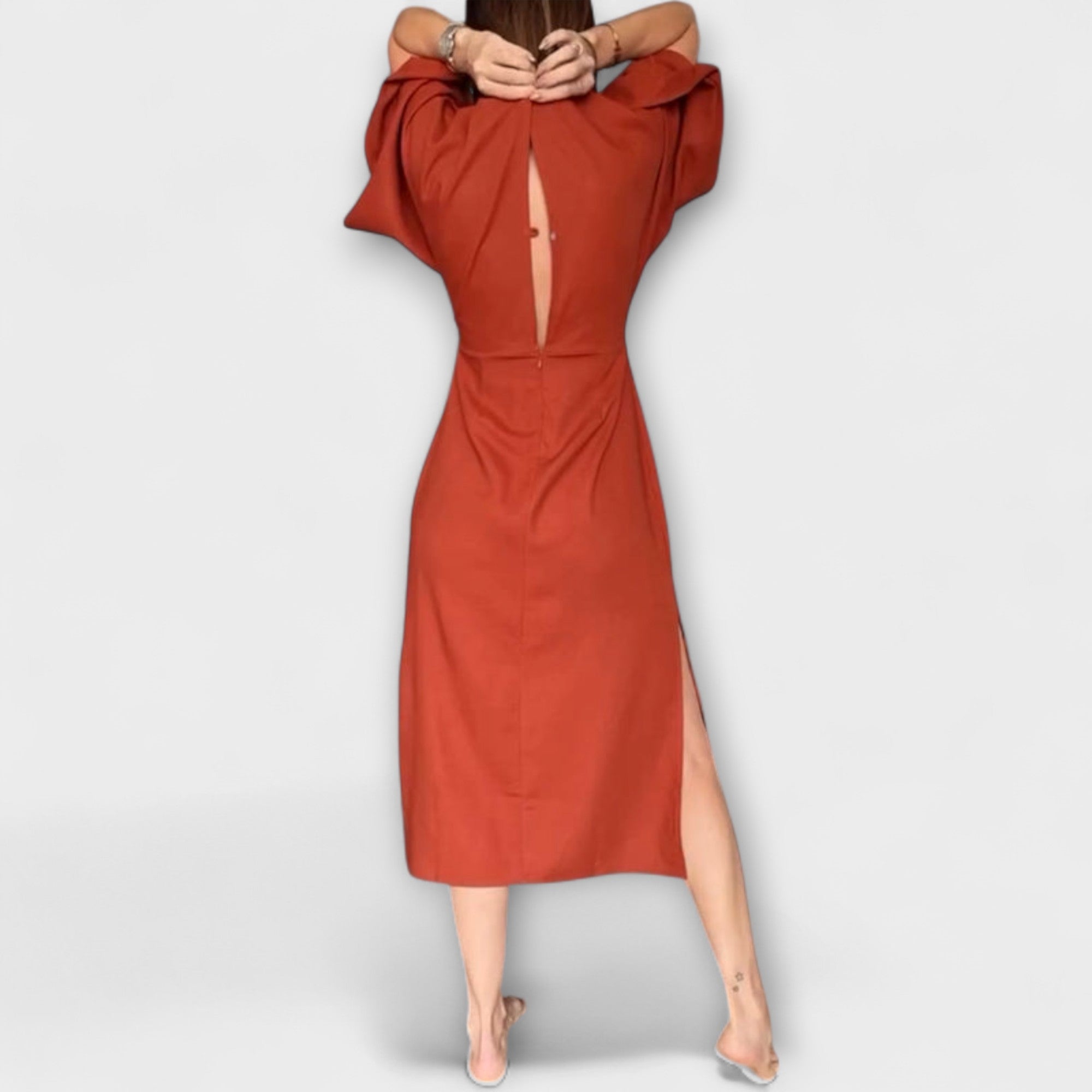 Holly - Abito casual con scollatura a V e cravatta