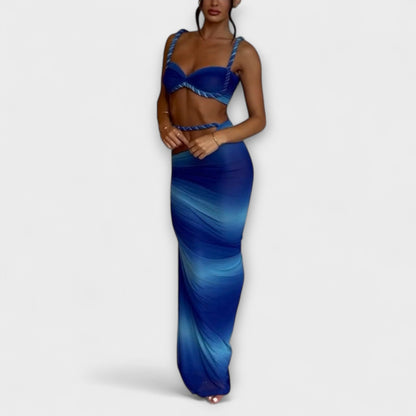 Jane - Elegante Crop Top con Gradient e Duo di Gonna