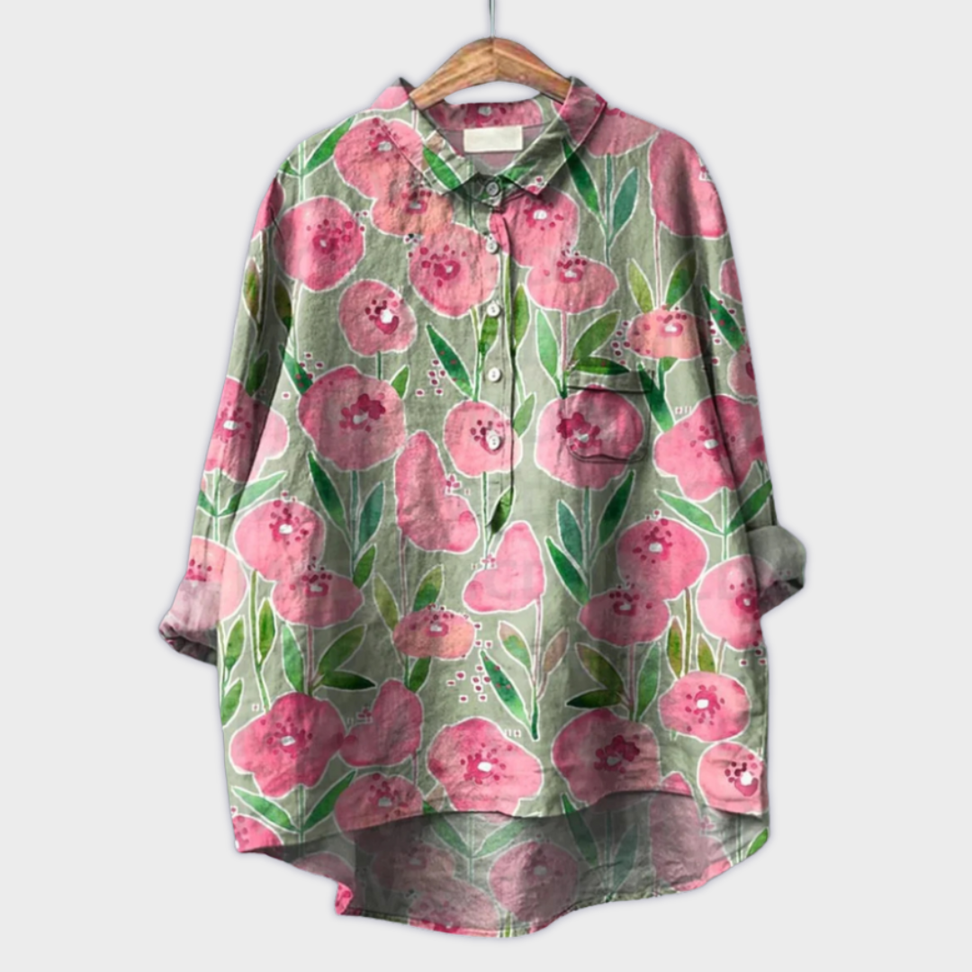 Magdalena - Blusa da donna fatta a mano con design floreale