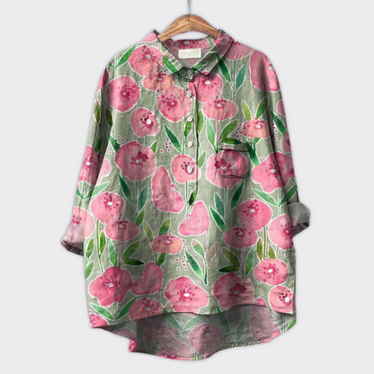 Magdalena - Blusa da donna fatta a mano con design floreale