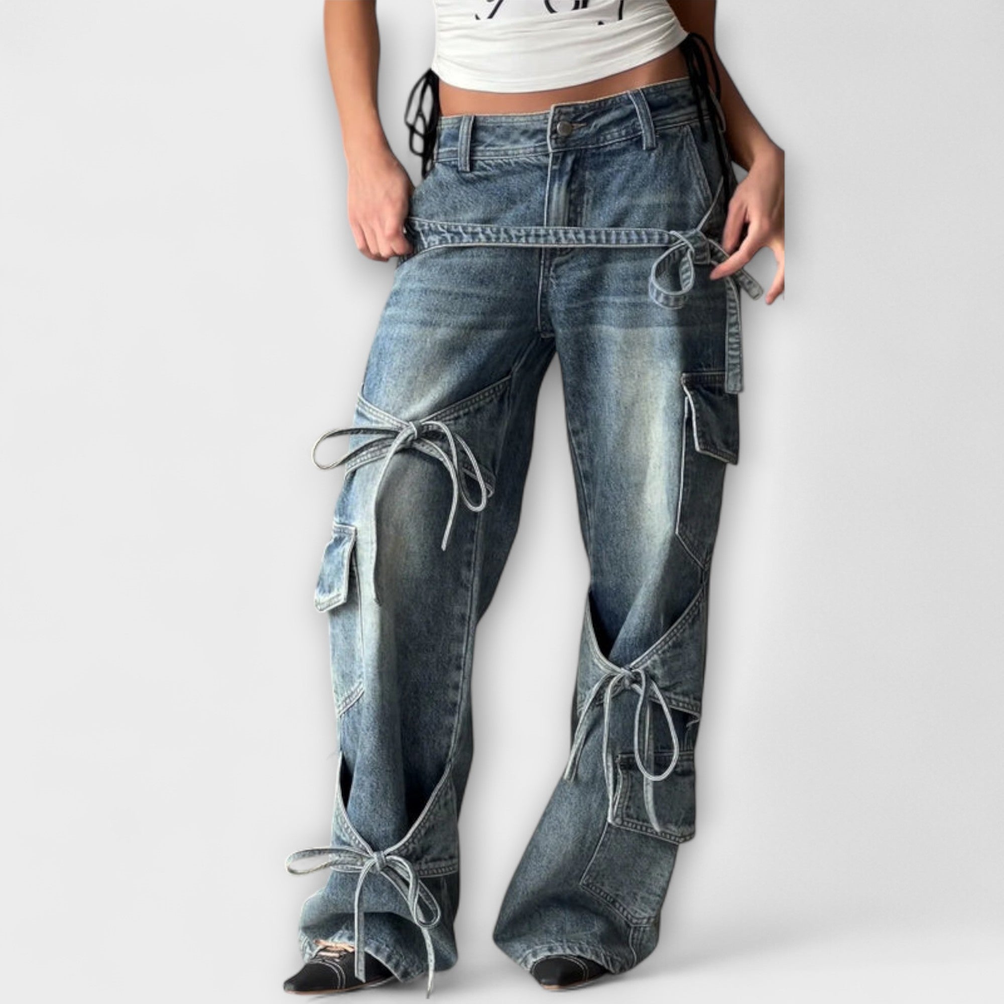 Paloma - Jeans in denim utility con dettaglio nodo