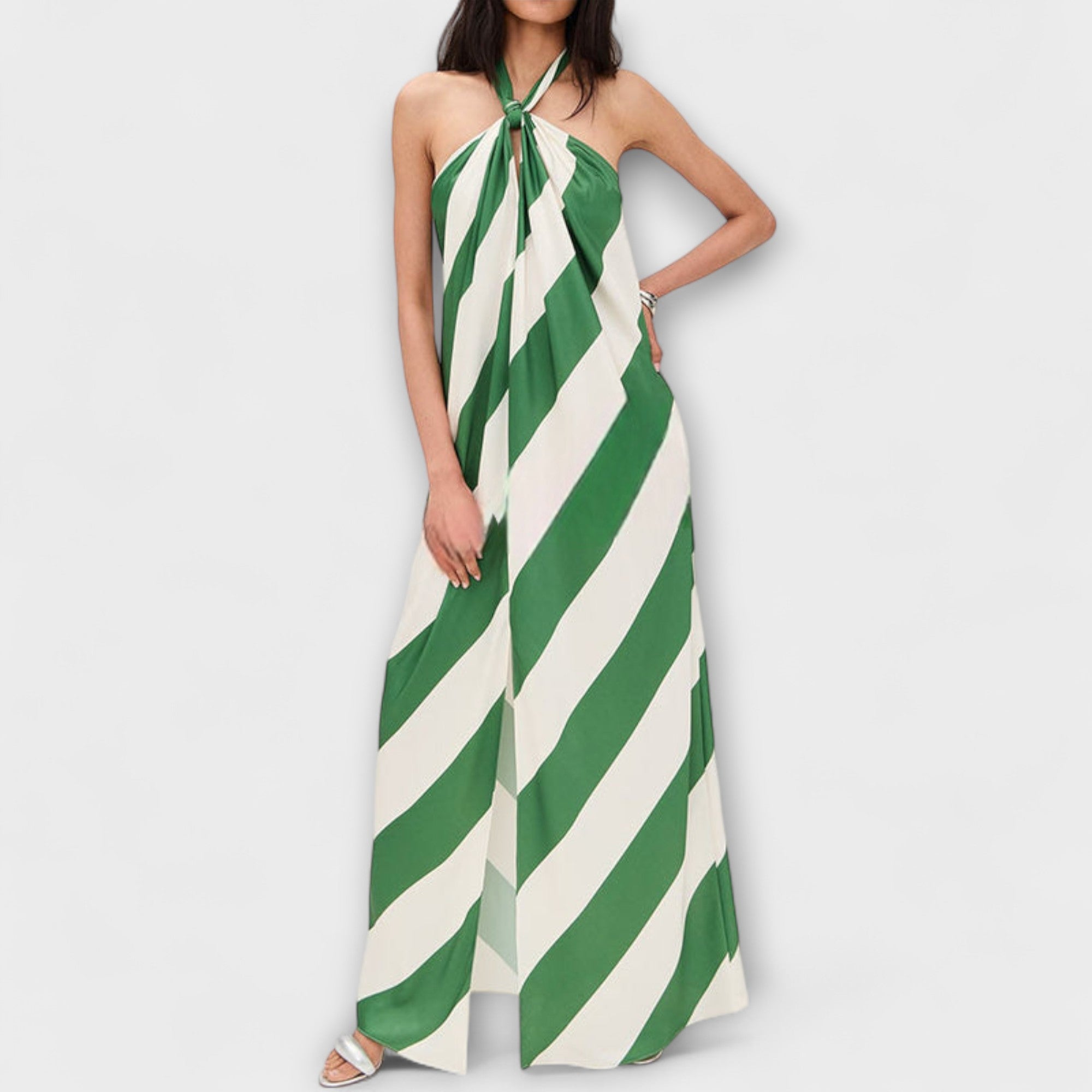 Marlowe - Abito Maxy con Stampa a Righe Senza Maniche