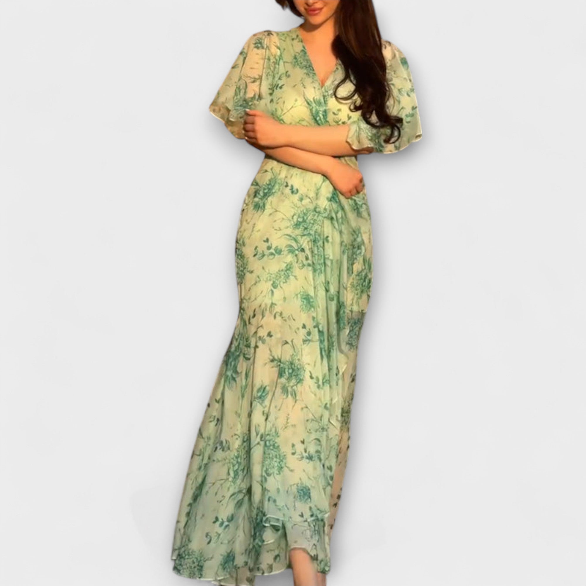 Lana - Elegante Abito Floreale con Scollatura a V