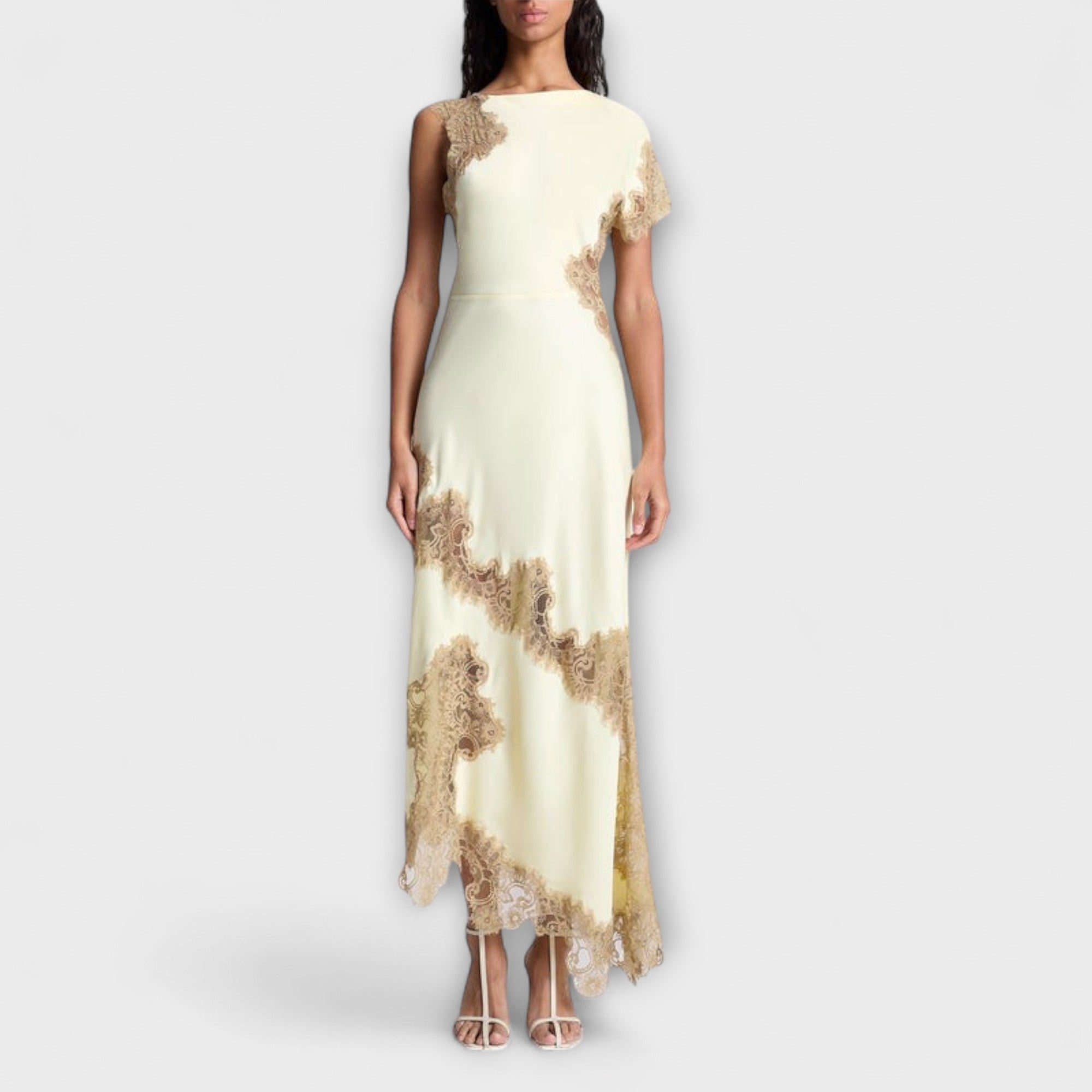 Margaret - Maxidress con accenti in satin e pizzo