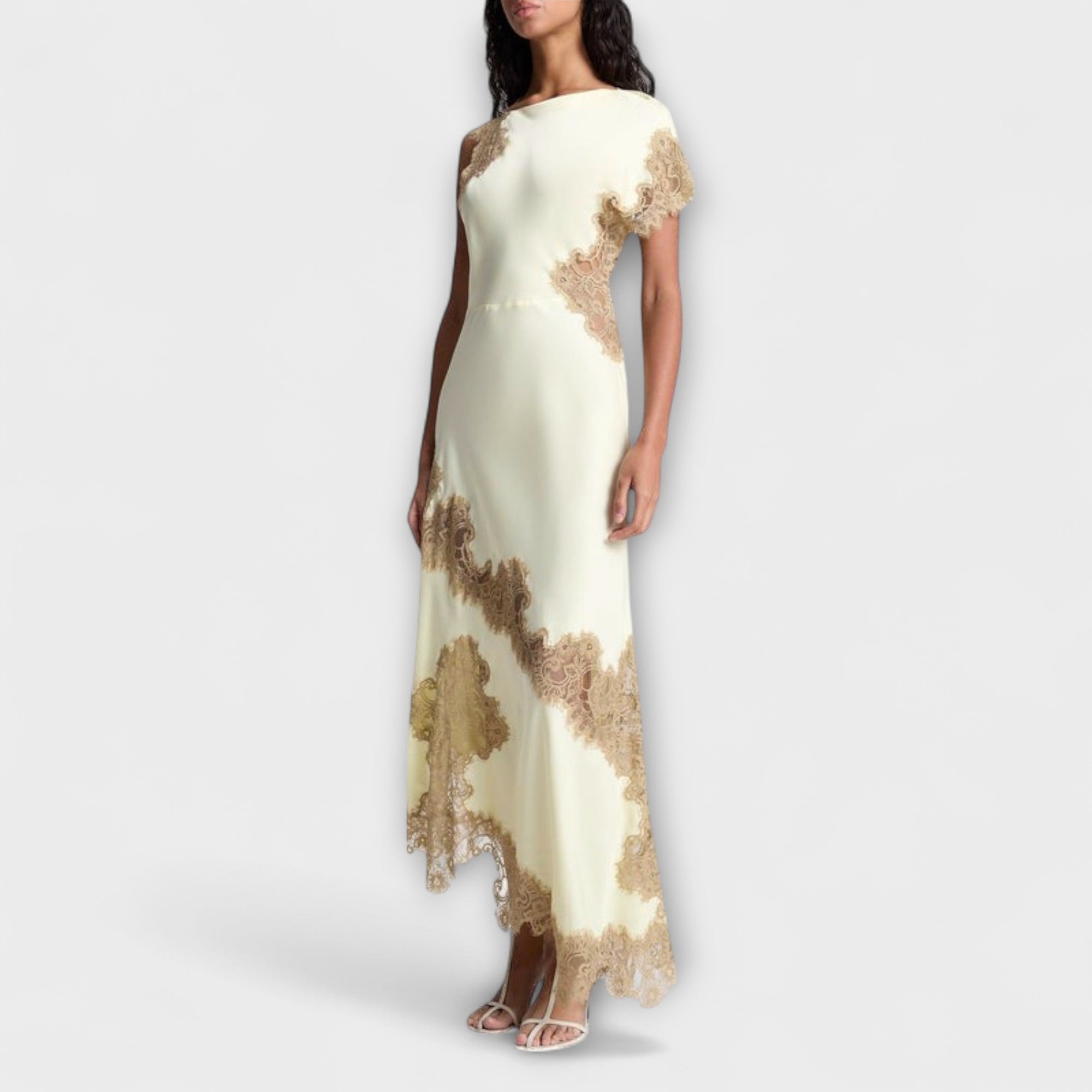 Margaret - Maxidress con accenti in satin e pizzo