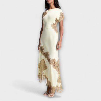 Margaret - Maxidress con accenti in satin e pizzo