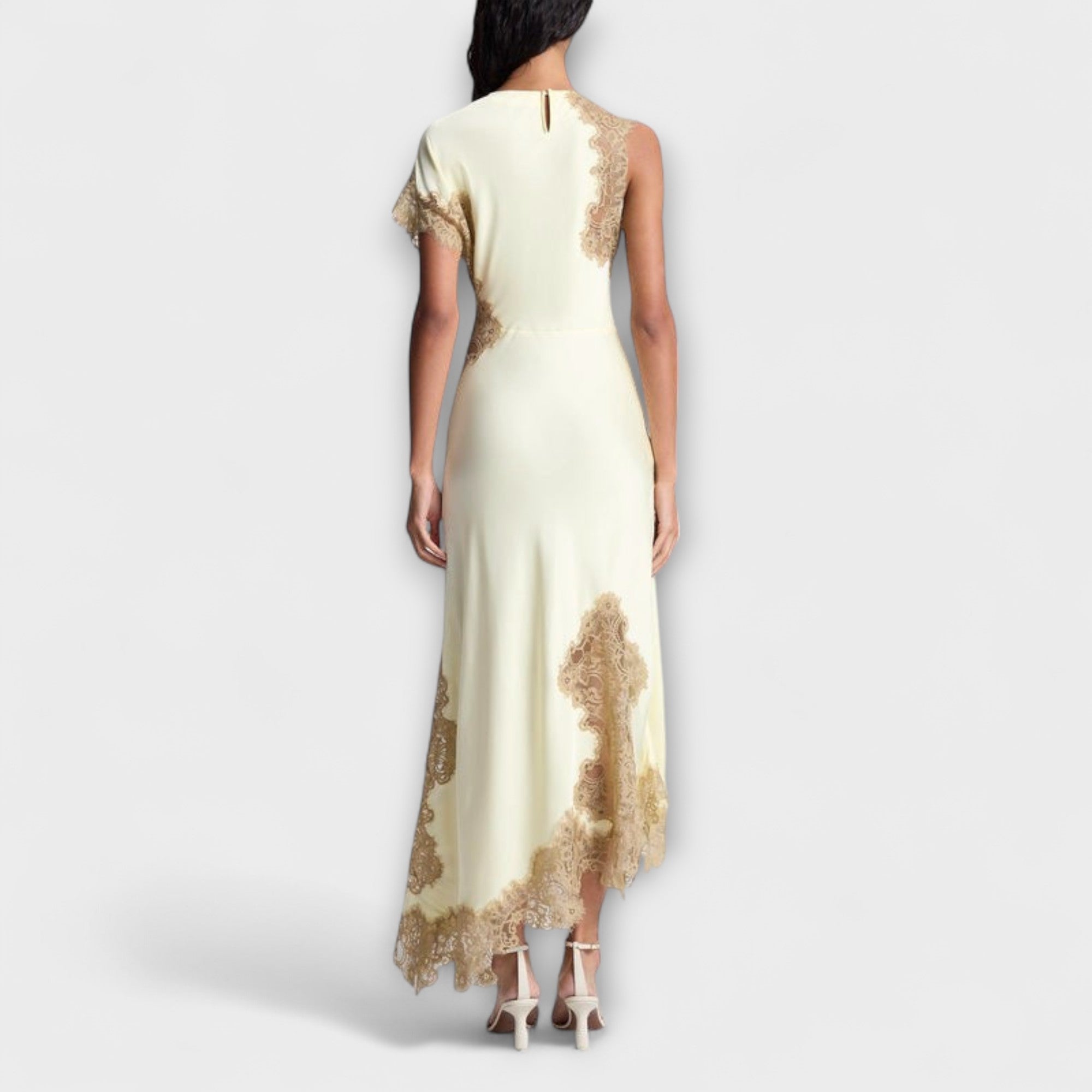Margaret - Maxidress con accenti in satin e pizzo