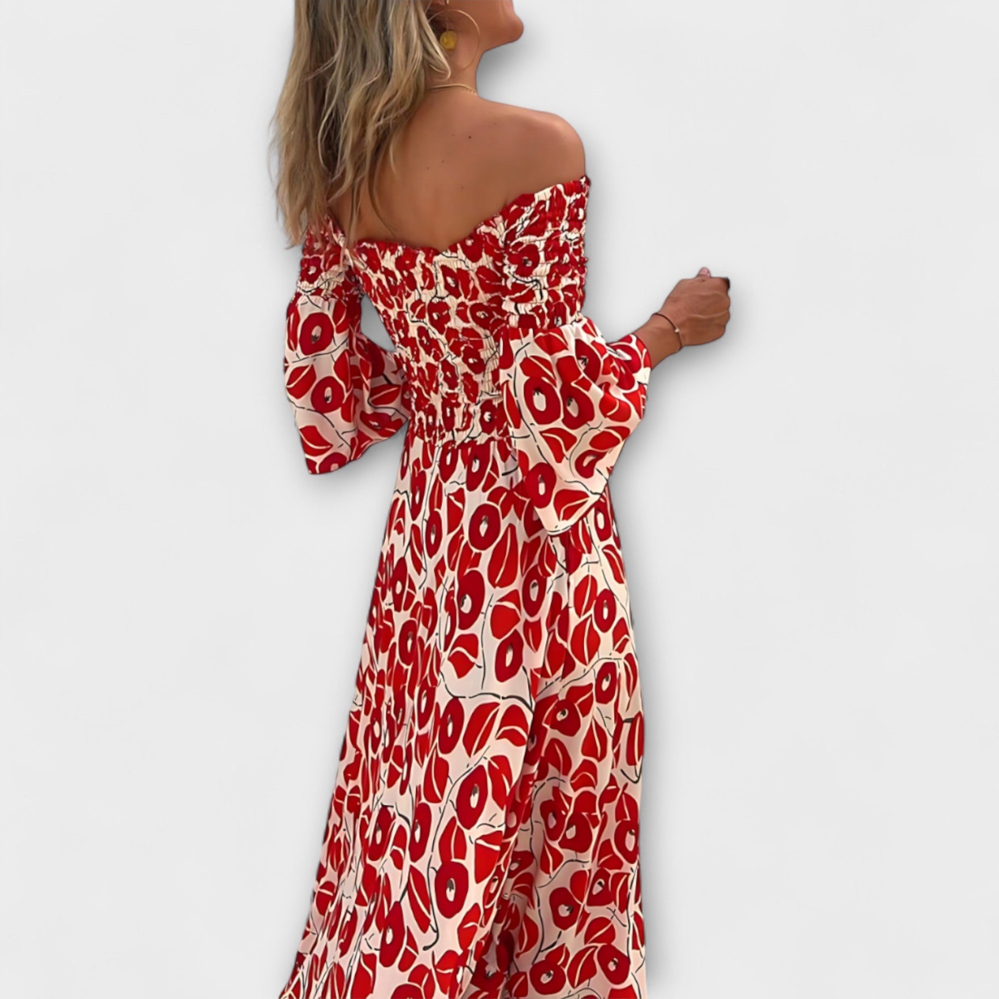 Bella - Abito Off-Shoulder con Fiori Marini