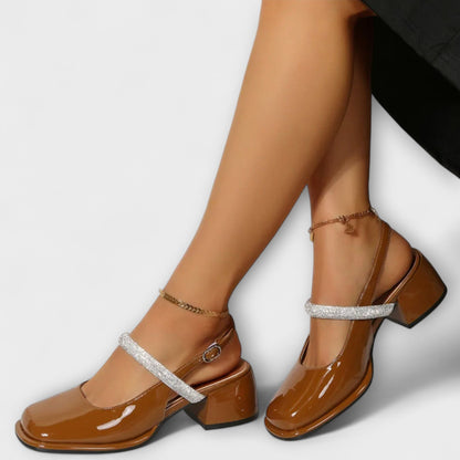 Celandra - Mary Janes con cinturini glitterati e tacco a blocco