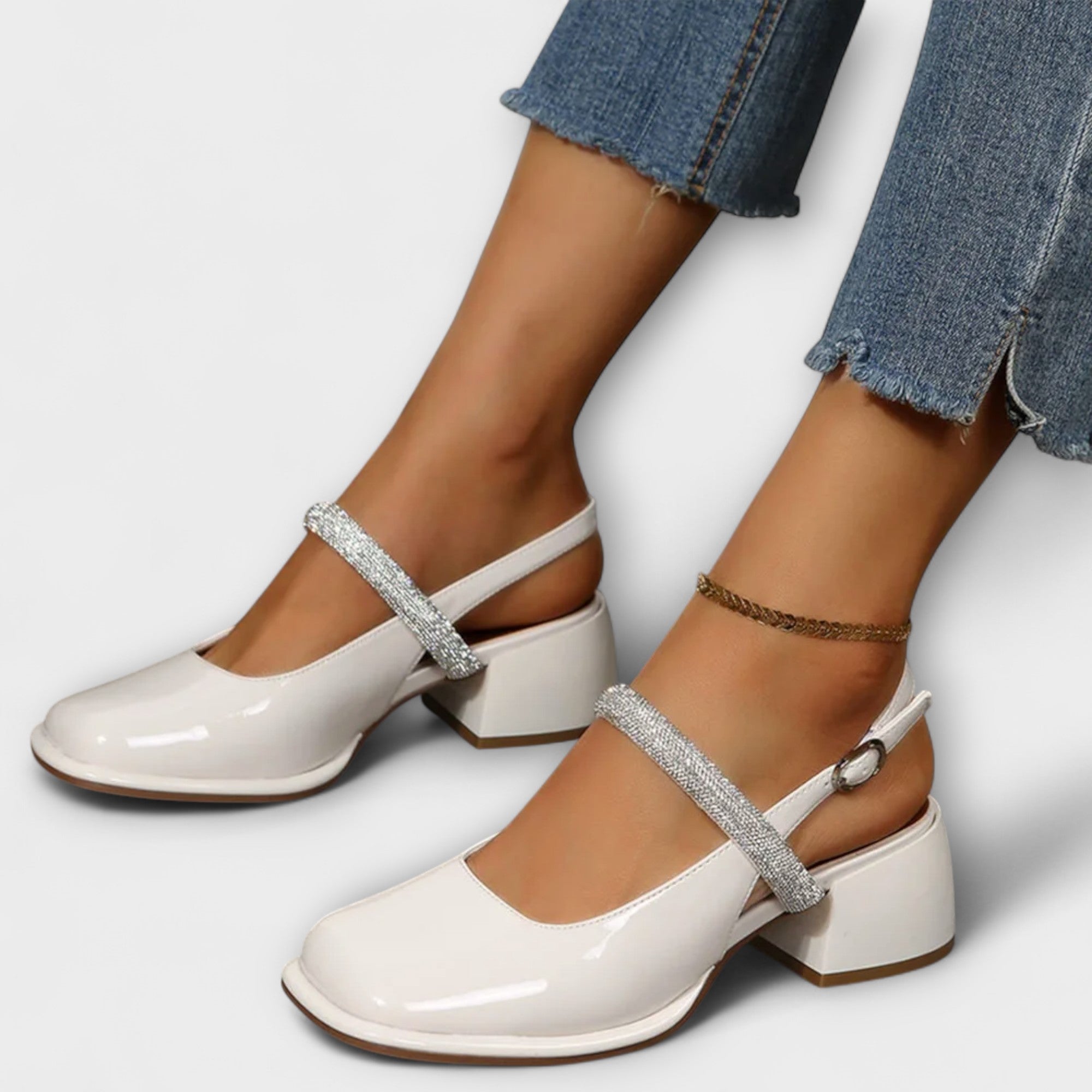 Celandra - Mary Janes con cinturini glitterati e tacco a blocco